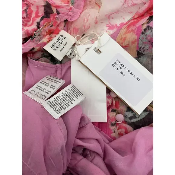 Hemant and Nandita Pink Floral Romper - Picture 4 of 5